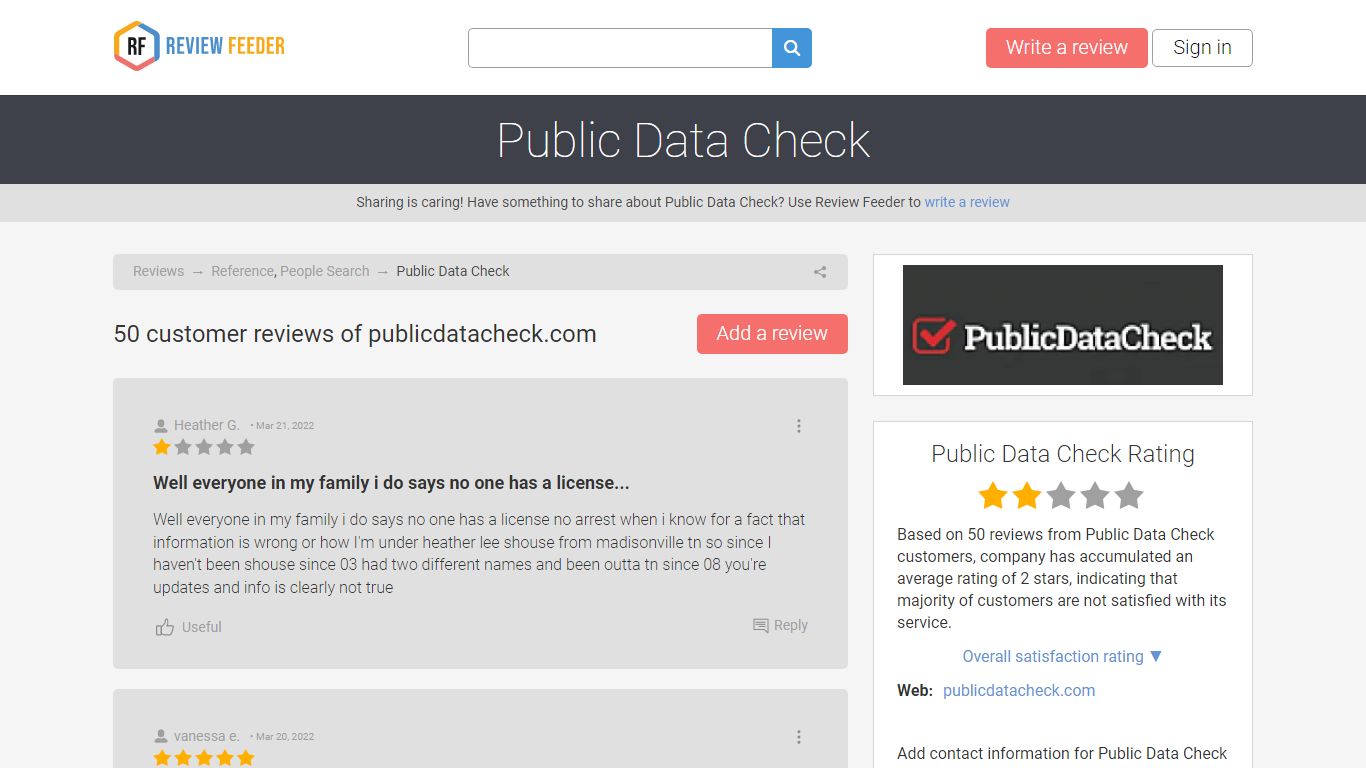 Public Data Check Reviews, Complaints, Ratings