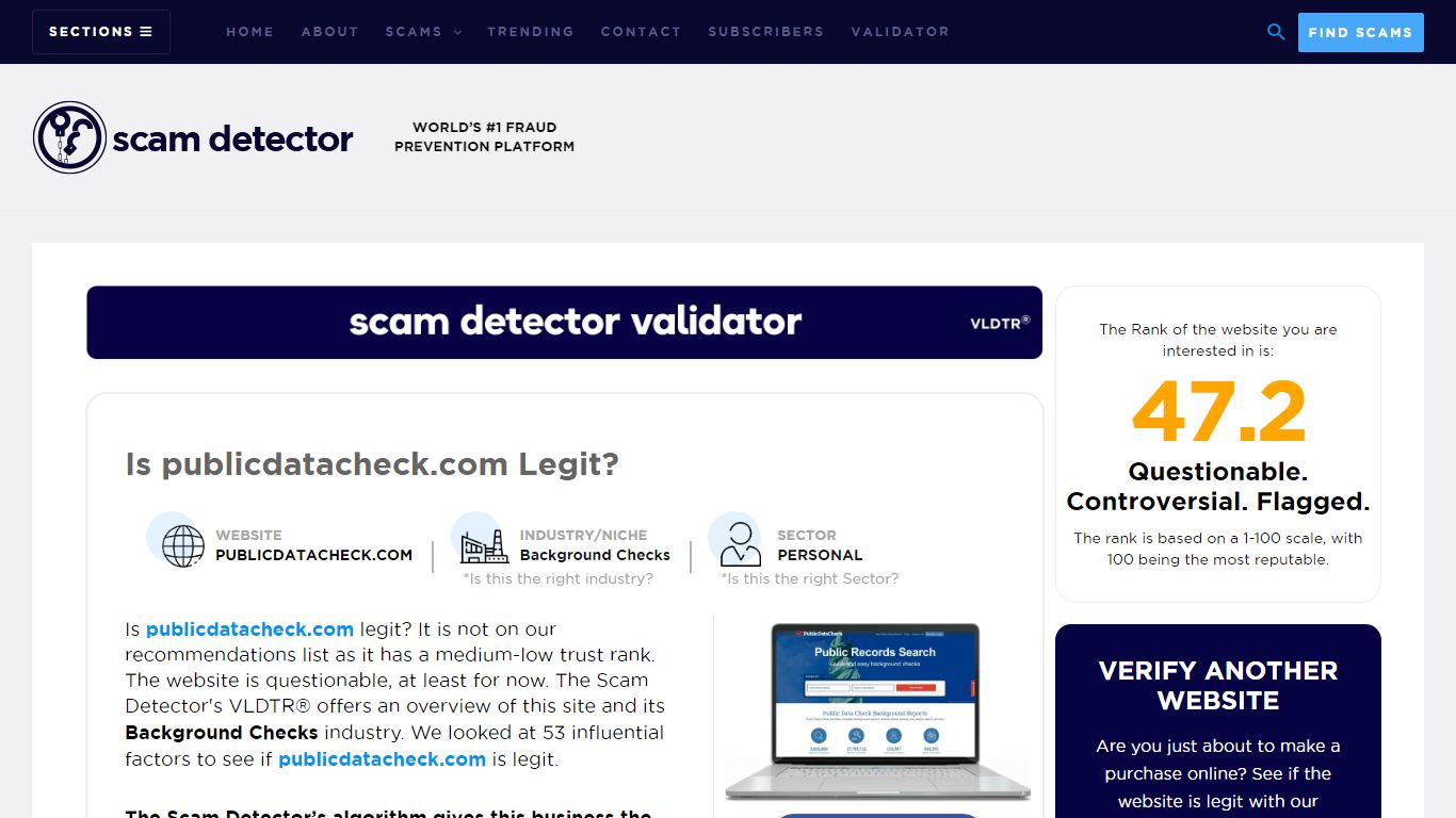 publicdatacheck.com Review - Scam Detector