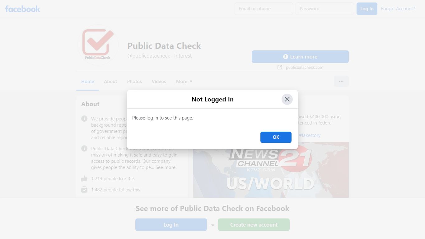 Public Data Check - Home - facebook.com